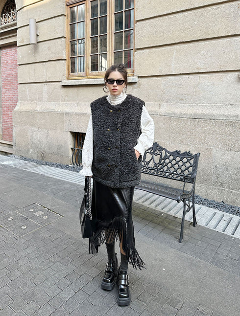 Textured Double Button Vest