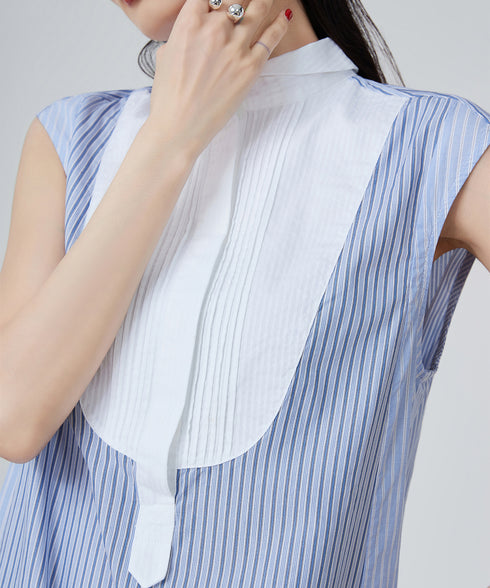 Stripe Frill Sleeveless Dress