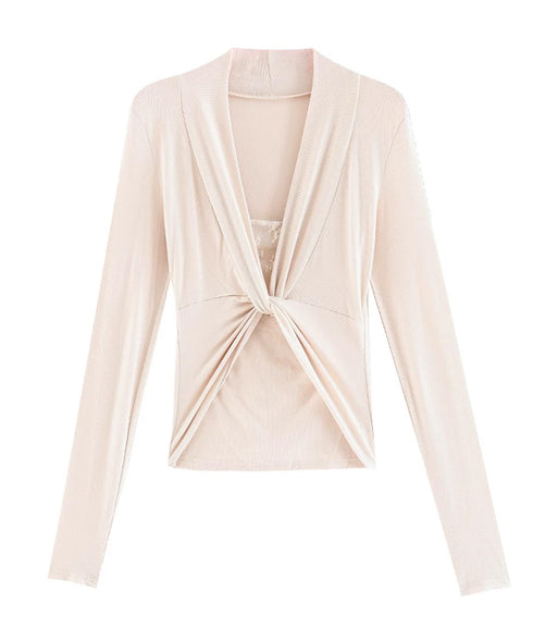 Frayed Contrast Knit Top