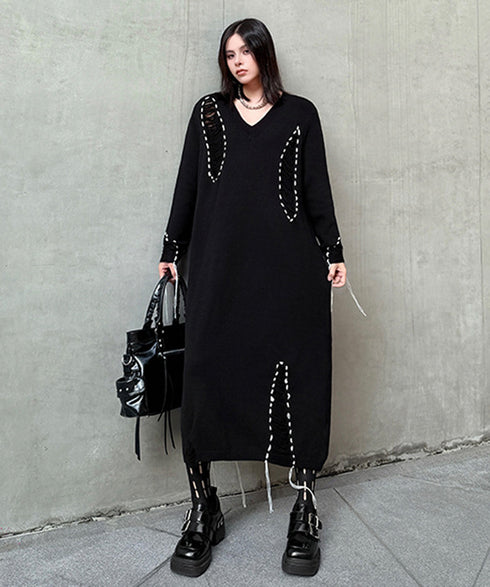 Fringe Stitch Knit Dress