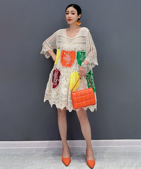Crochet Flower Block Dress