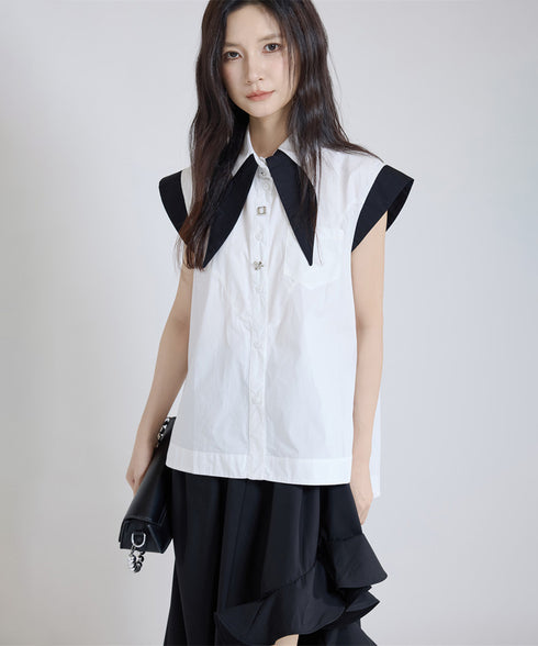 Contrast Collar Blouse
