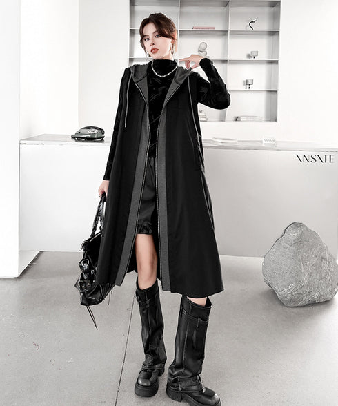 Hood Frame Long Vest