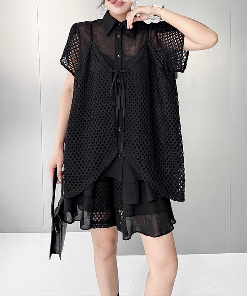 Open Frame Blouse & Shorts Co-ord