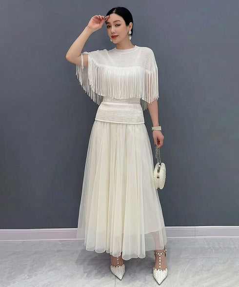 Fringe Veil Top&Skirt Co-ord