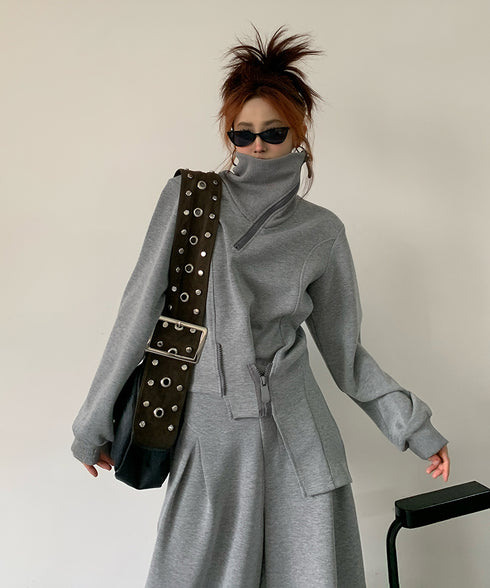 Zip Detail Top & Wide Pleated Pants Series