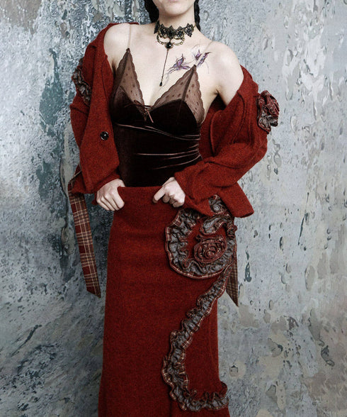 Sheer Lace Trim Velvet Camisole