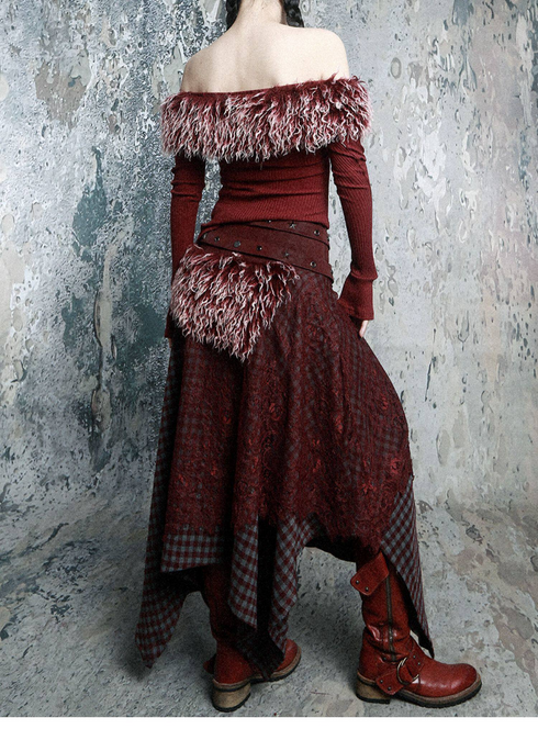 Fur Belt Handkerchief Skirt