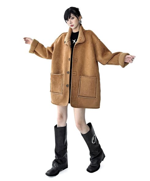 Shearling Texture Oversized Coat