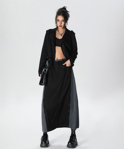 Dual Panel Buttoned Skirt