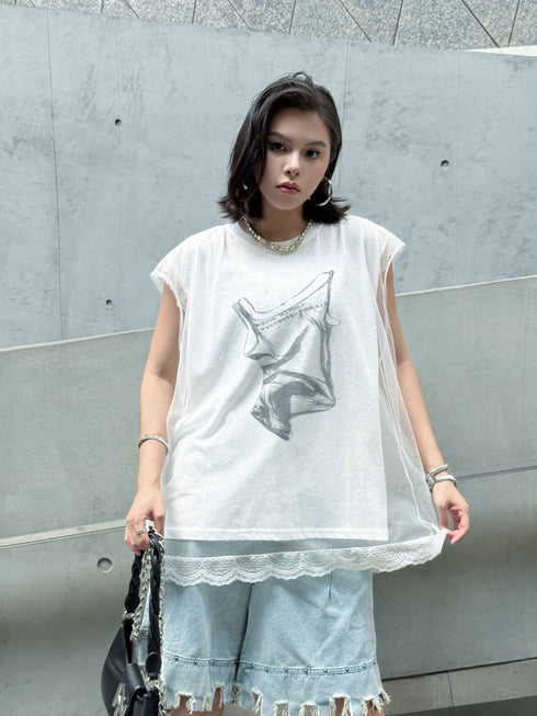 Mesh Overlay Graphic Tank