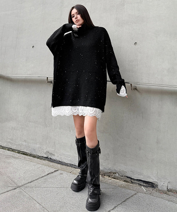 Sparkle Lace Hem Dress