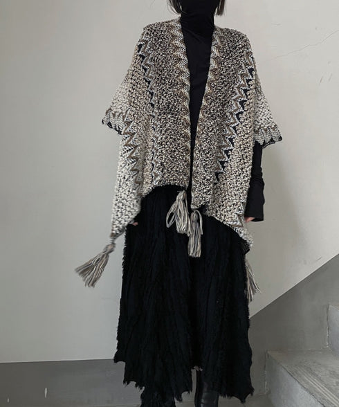 Multi Pattern Knit Cape