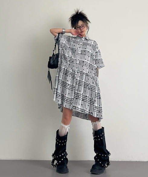 Star Monochrome Check Dress