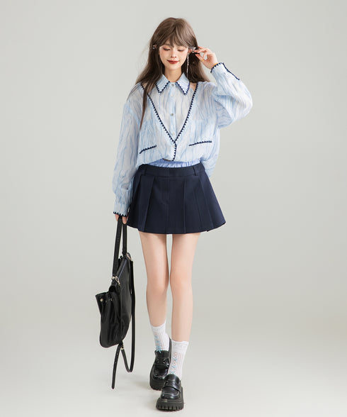 Shoulder Slit Gather Blouse