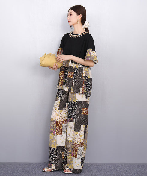 Patch Layered Relaxed Top & Pants Co-ord