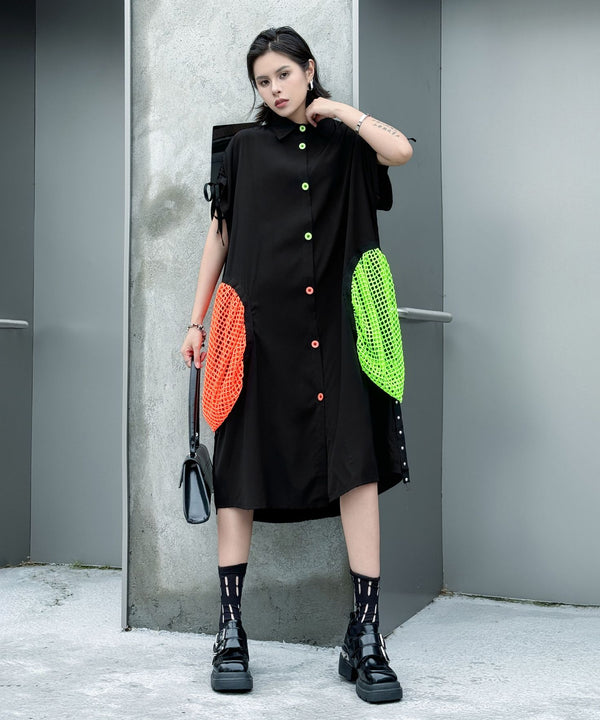 Neon Pocket Shirt Dress