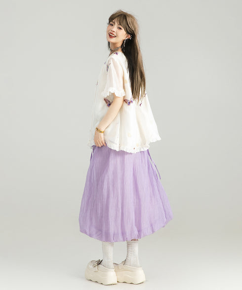 Sheer Balloon Hem Skirt