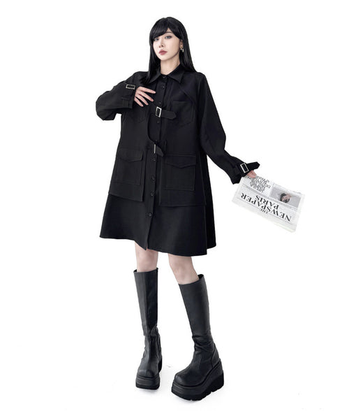 Buckle Layer Shirt Dress