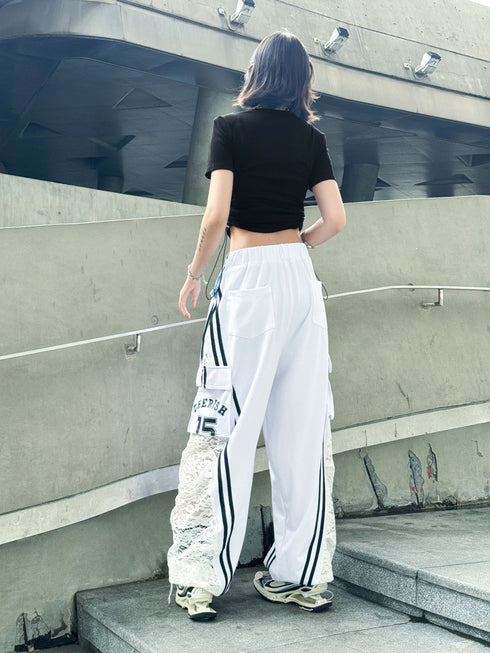 Hybrid Denim Lace Track Pants