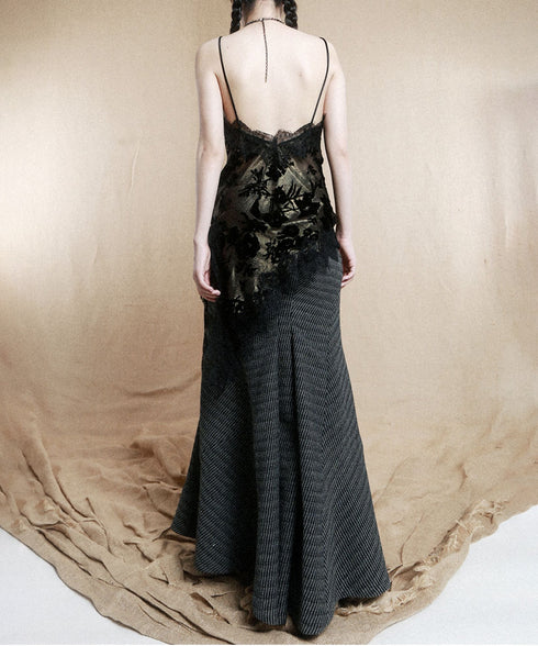 Rib Drape Flare Skirt