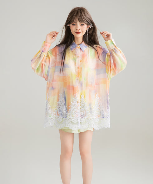 Watercolor Lace Blouse