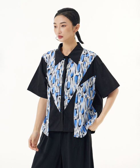 Blue Graphic Blouse