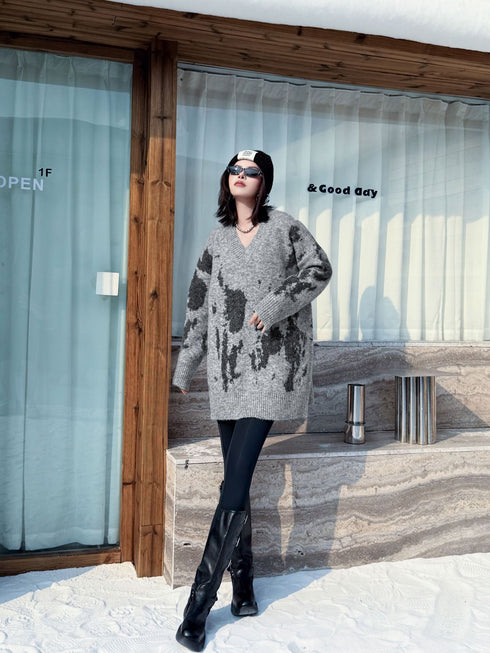 Abstract Dye Oversized Knit Top