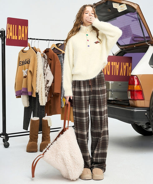 Mocha Line Check Pants