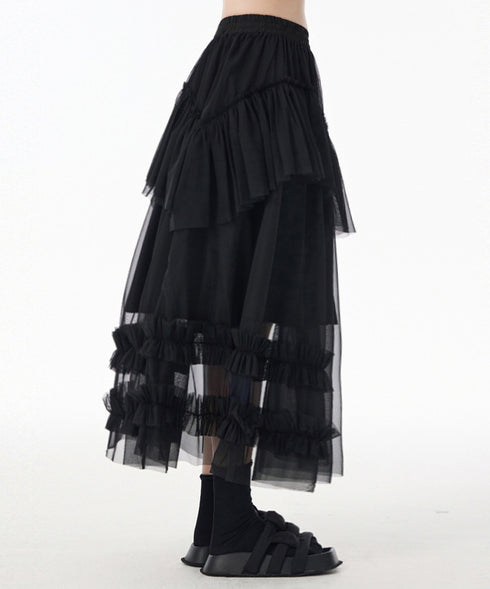 Layered Sheer Mesh Skirt