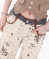 Speckled Panel Wide Denim Pants