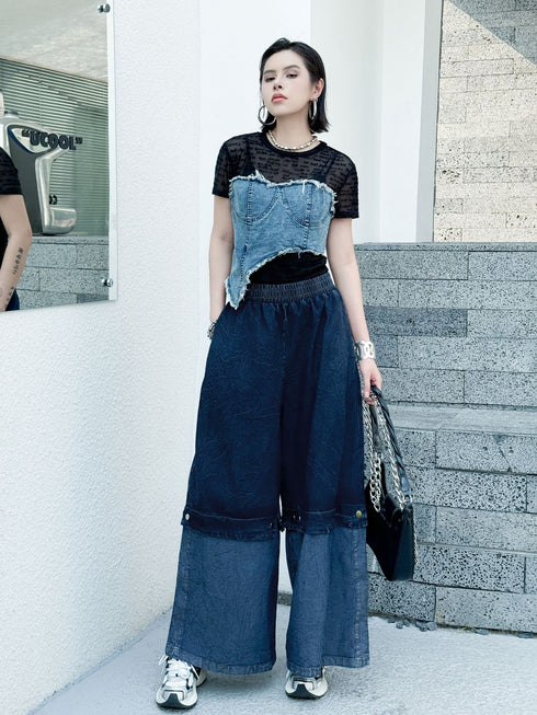 Black Mesh Layered Skirt