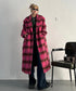 Brushed Check Long Coat