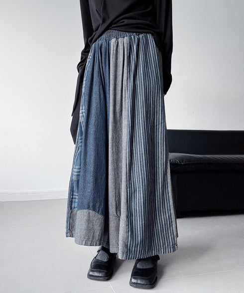 Mixed Fabric Panel Pants