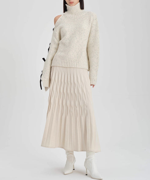 Ribbon Cutout Knit Sweater