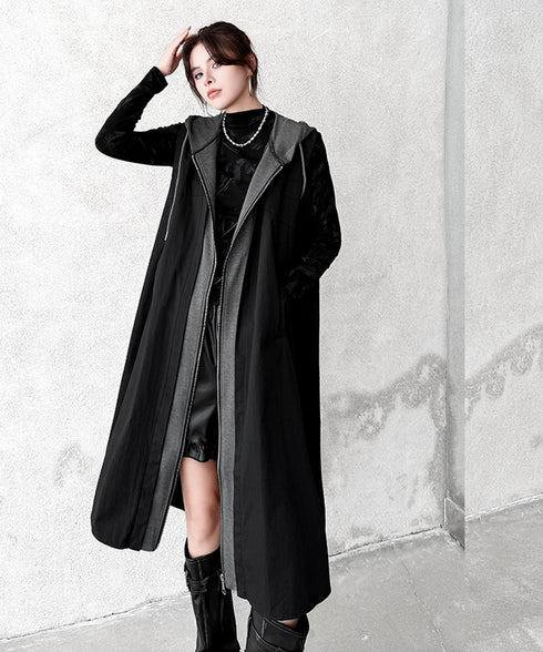 Hood Frame Long Vest
