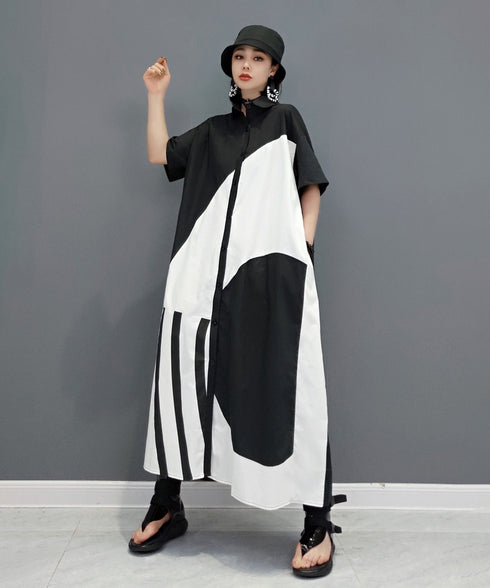 Monotone Graphic Shirt Dress
