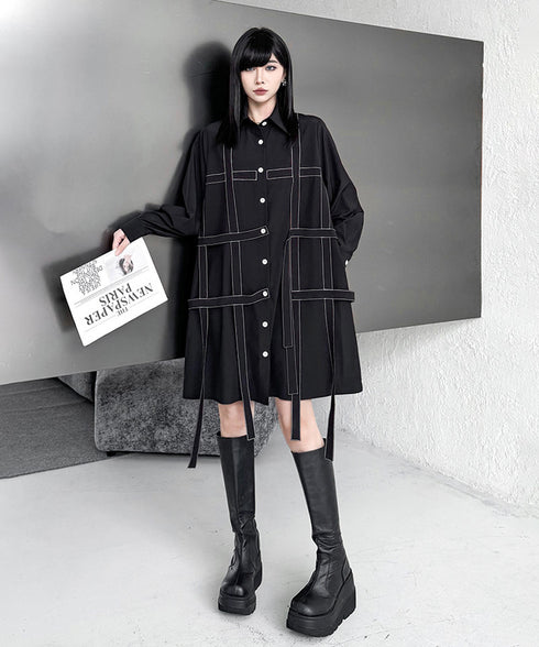 Line Strap Shirt Dress