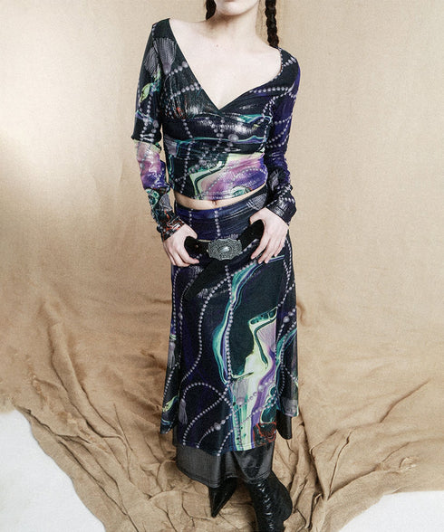 Galaxy Mesh Top&Skirt Co-ord