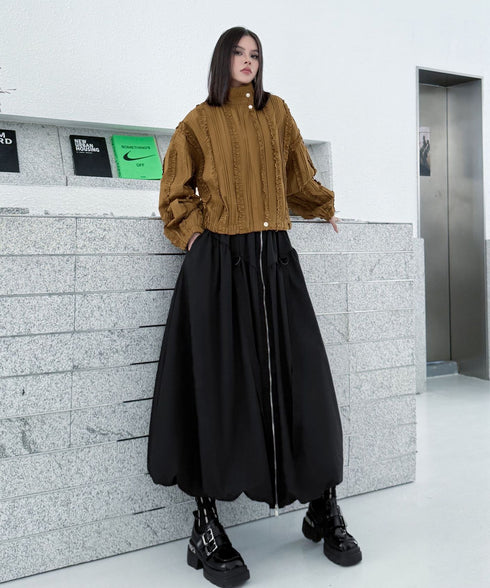 Front Zip Balloon Skirt