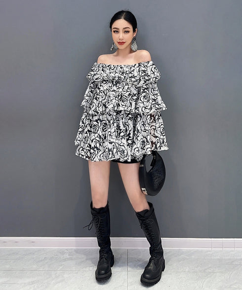 Layered Ruffle Off-Shoulder Top