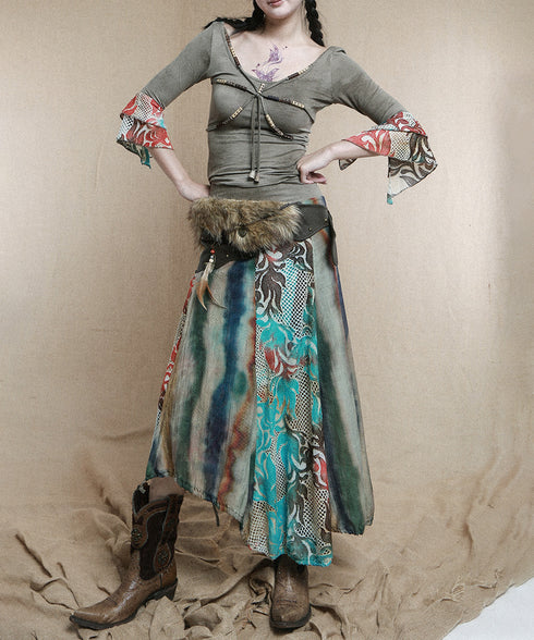 Multi Panel Flare Skirt