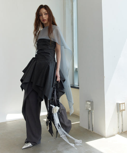 Drape Flow Corset Top & Sheer Scarf