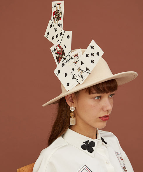 Card Print Collar Blouse