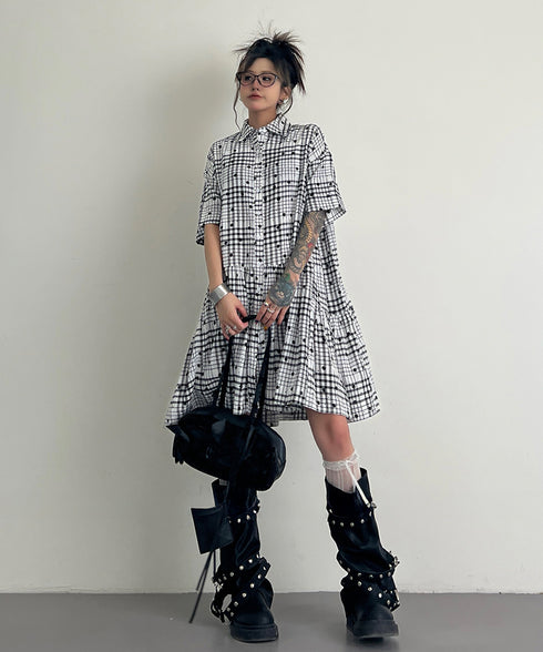 Star Monochrome Check Dress
