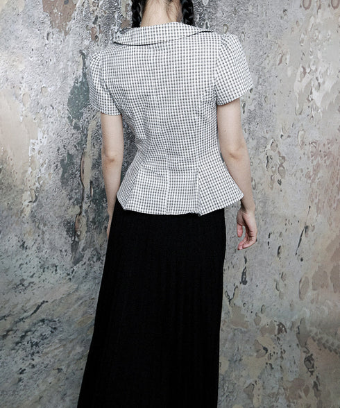 Grid Line Panel Blouse