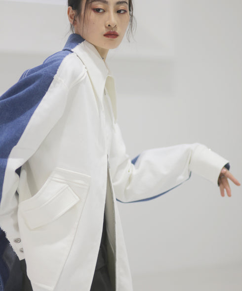 Dual-Tone Contrast Sleeve Jacket