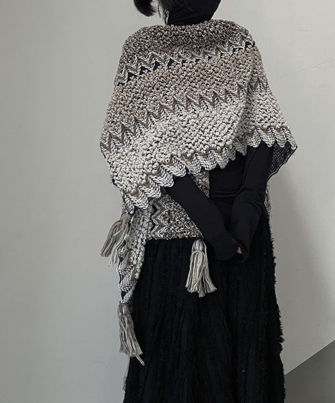 Multi Pattern Knit Cape