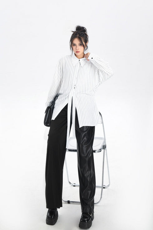 Contrast Texture Wide Pants