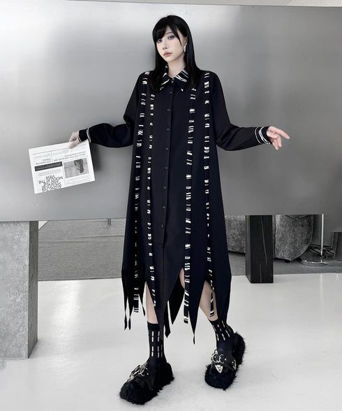 Frayed Contrast Knit Top